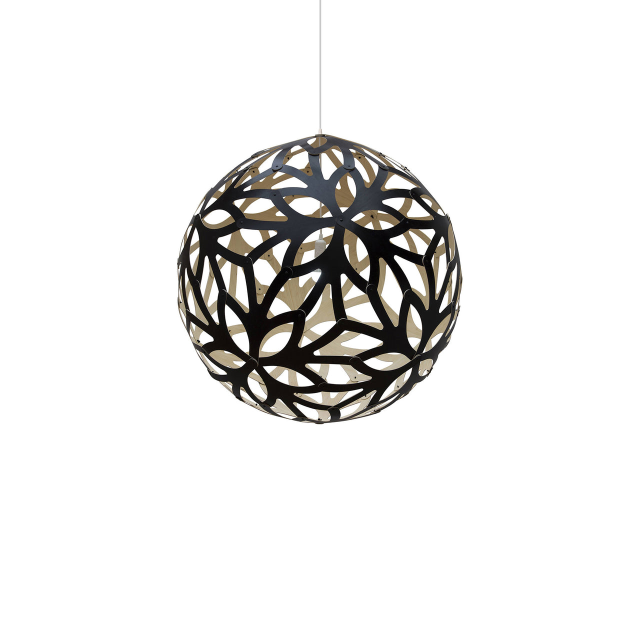 Floral Pendant Light: Medium + Black + Bamboo