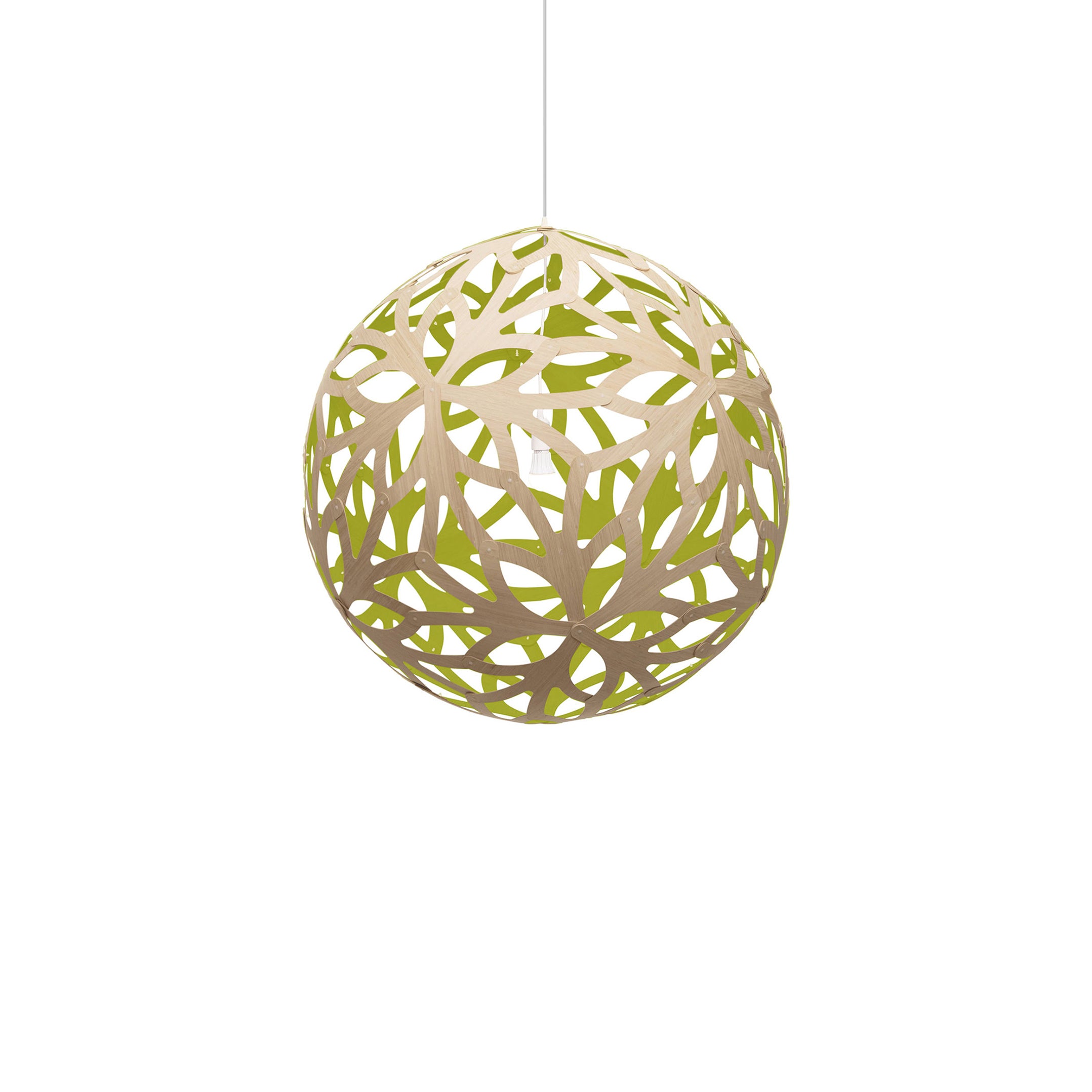 Floral Pendant Light: Medium + Bamboo + Lime