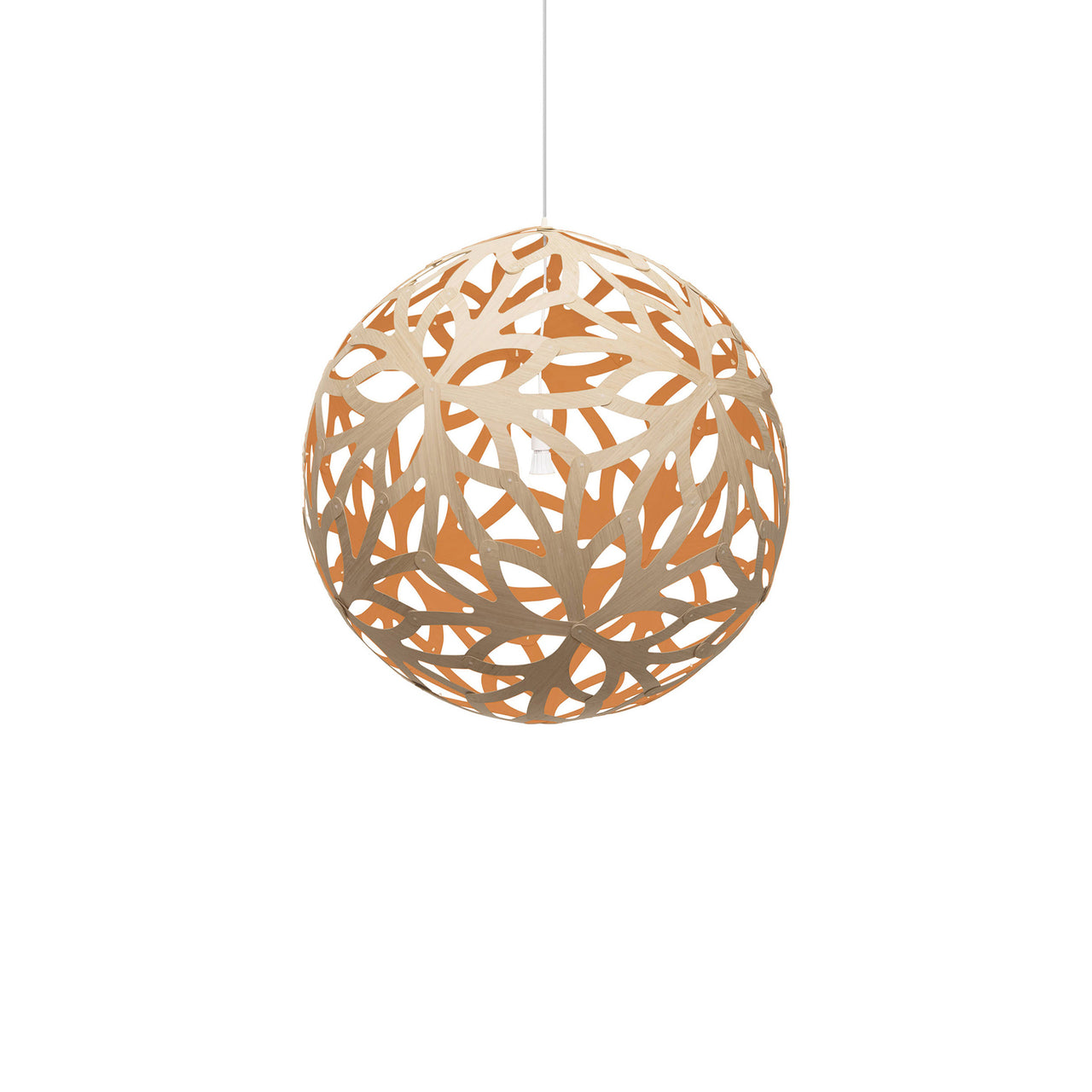Floral Pendant Light: Medium + Bamboo + Orange