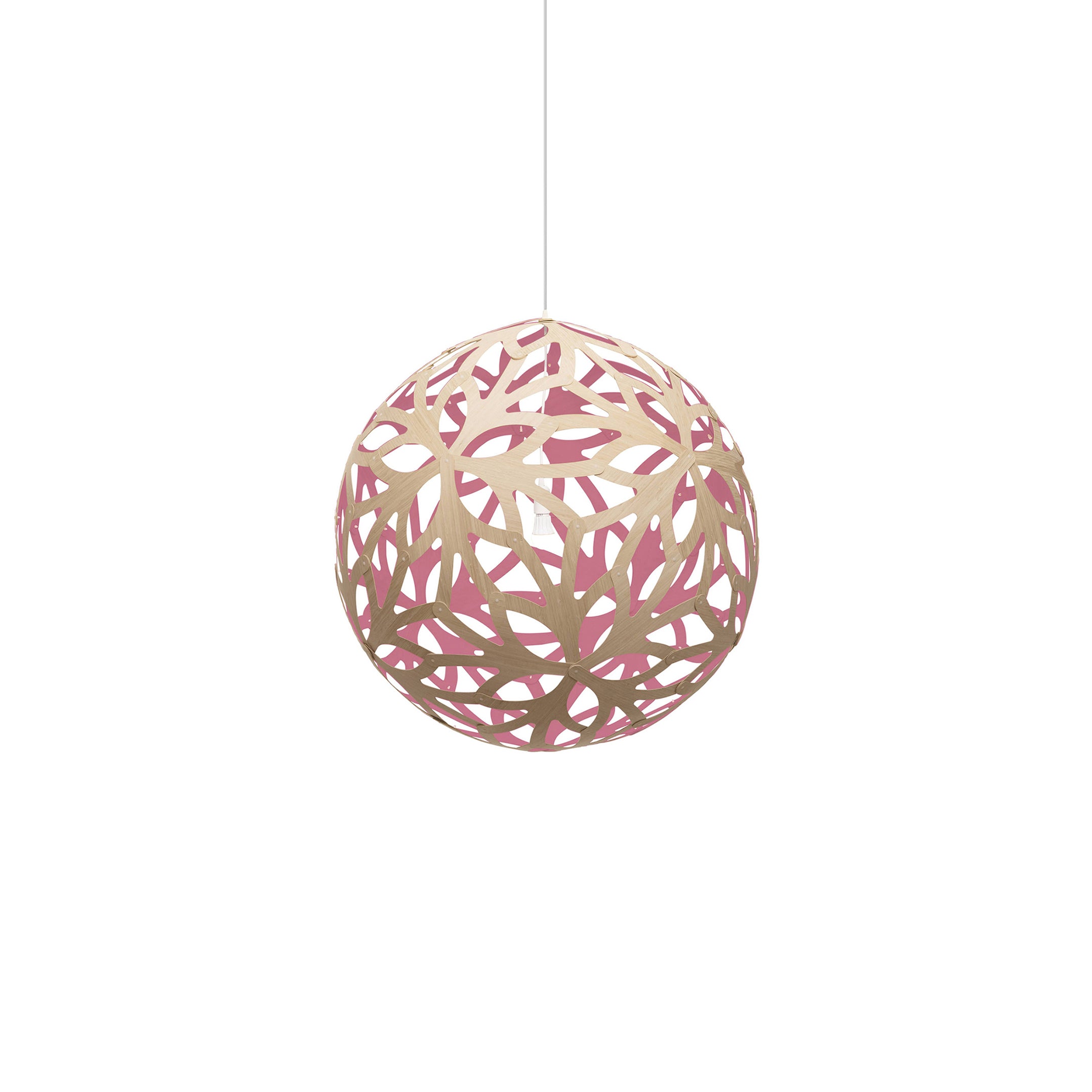 Floral Pendant Light: Small + Bamboo + Pink