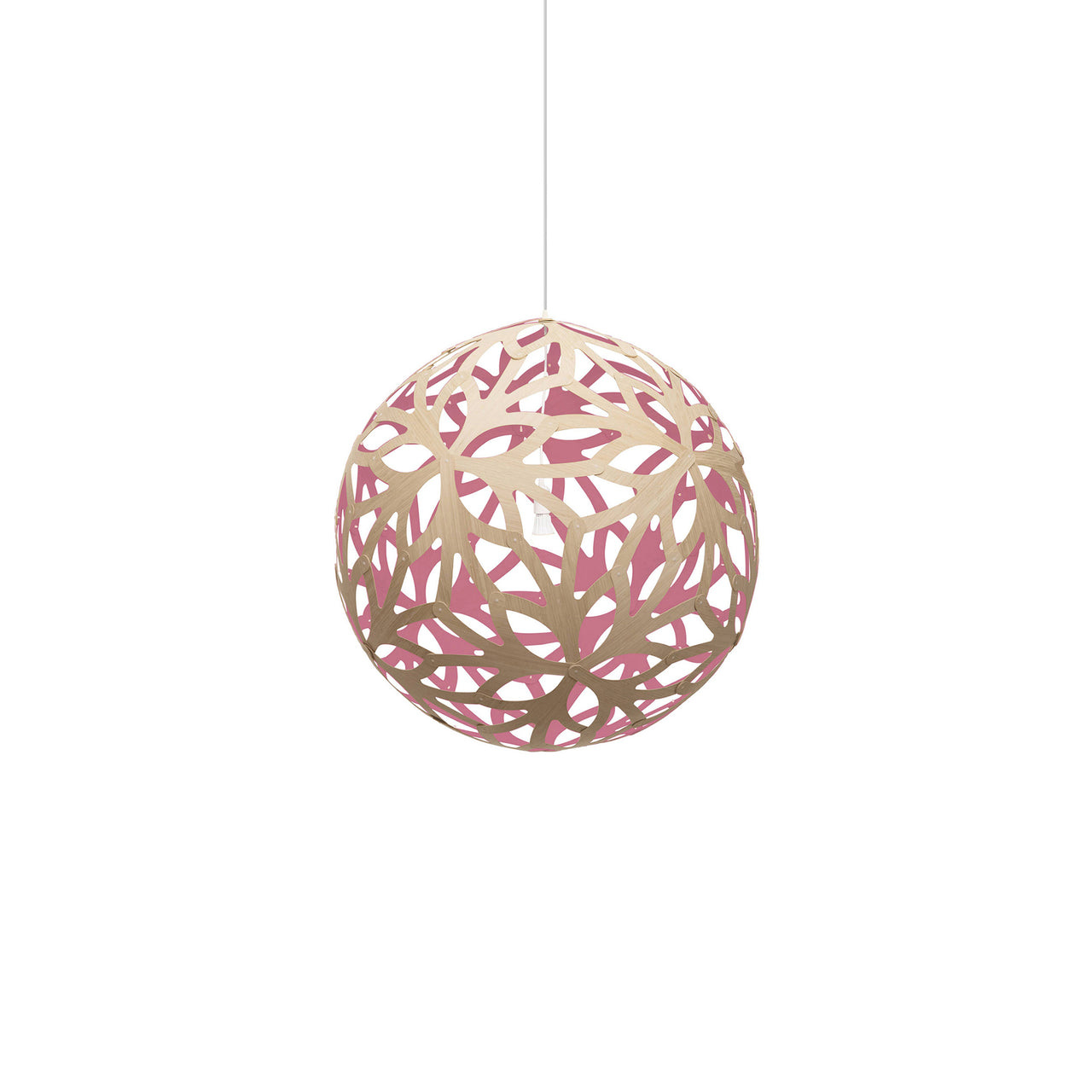 Floral Pendant Light: Small + Bamboo + Pink
