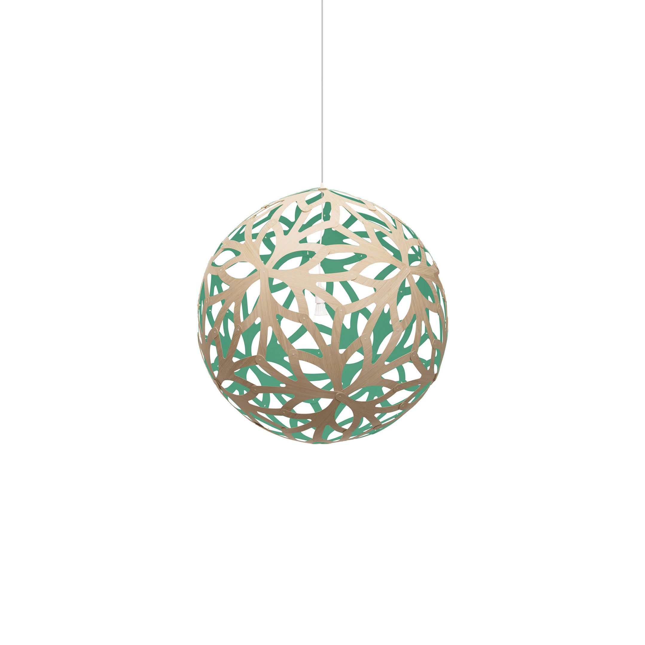 Floral Pendant Light: Small + Bamboo + Aqua