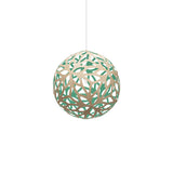 Floral Pendant Light: Small + Bamboo + Aqua