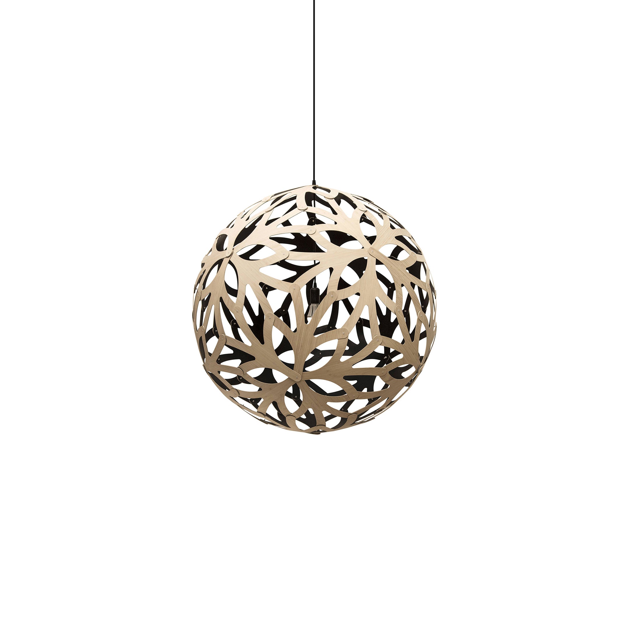 Floral Pendant Light: Small + Bamboo + Black