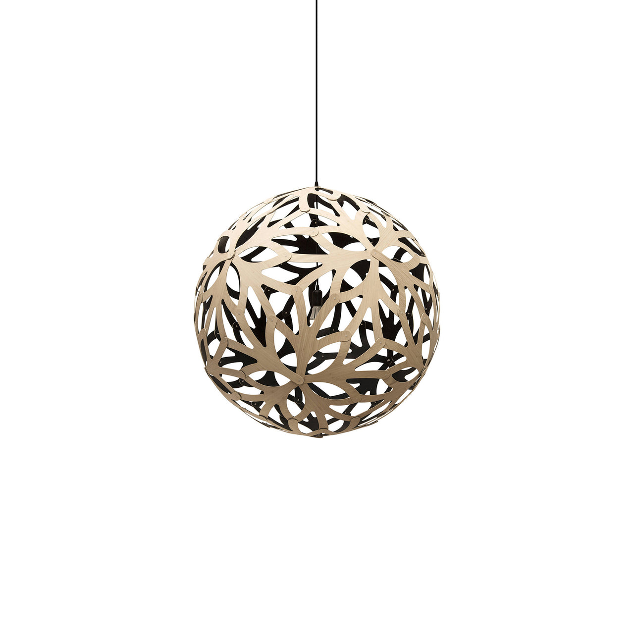 Floral Pendant Light: Small + Bamboo + Black