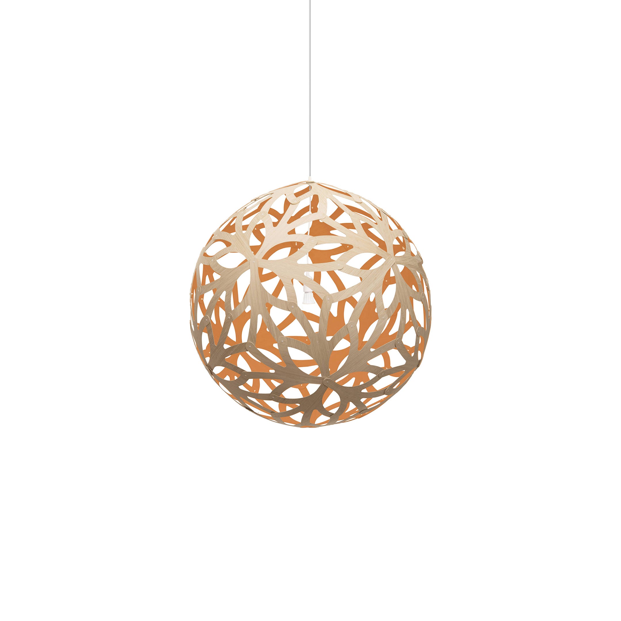 Floral Pendant Light: Small + Bamboo + Orange