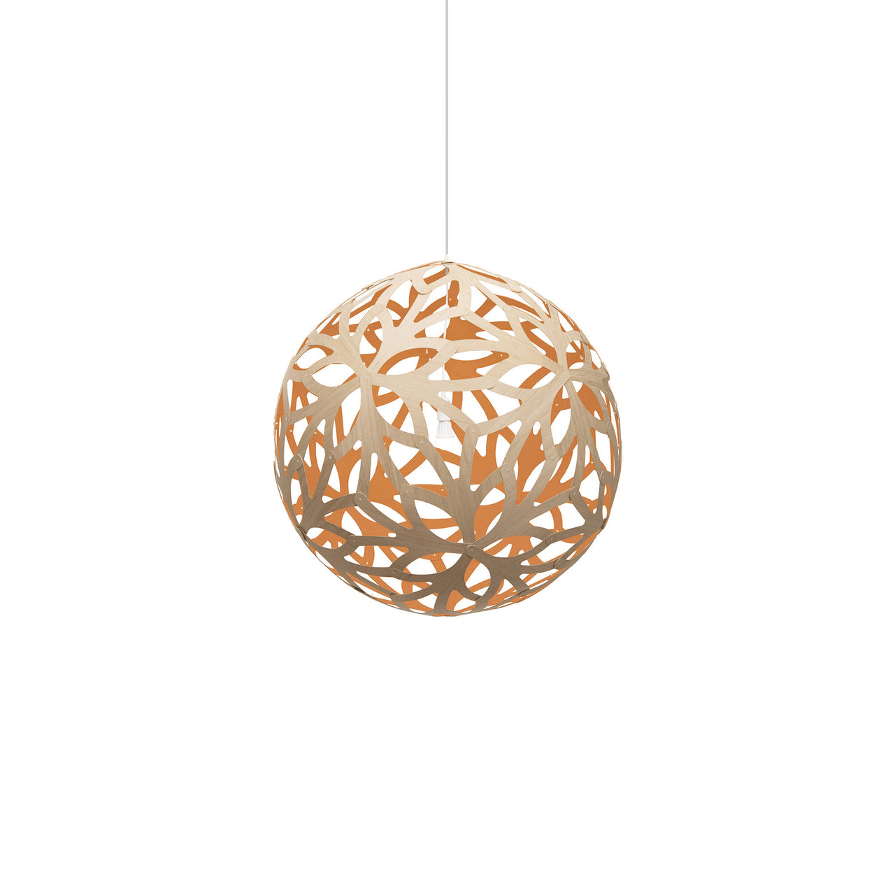 Floral Pendant Light: Small + Bamboo + Orange