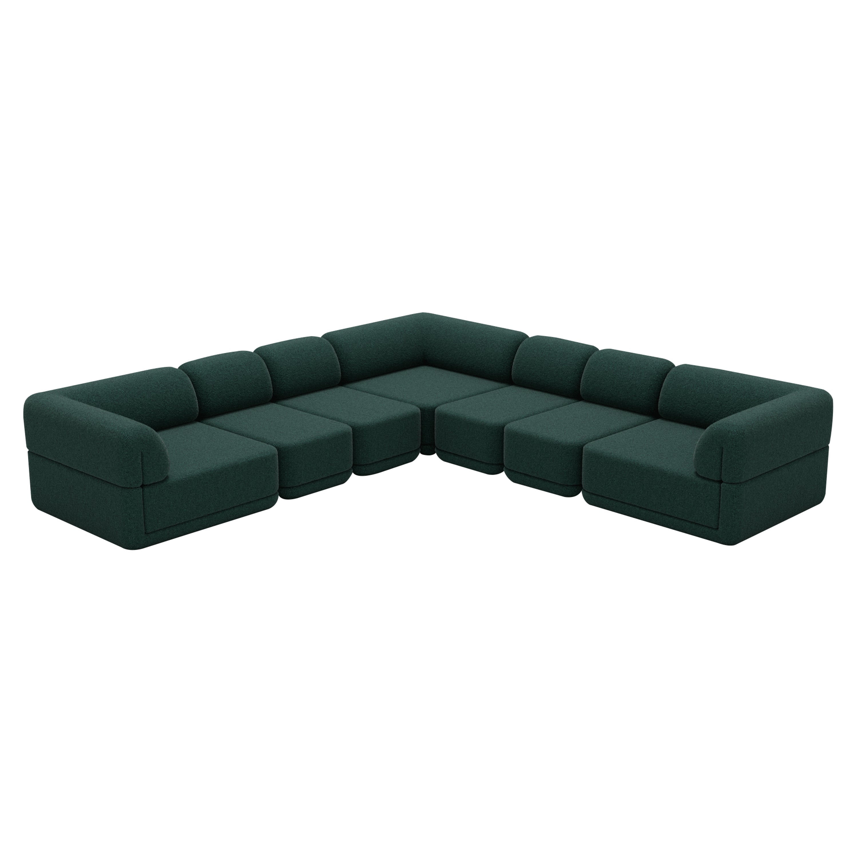Cube Modular Sofa: Slim + Configuration 5 + Boucle Forest Green