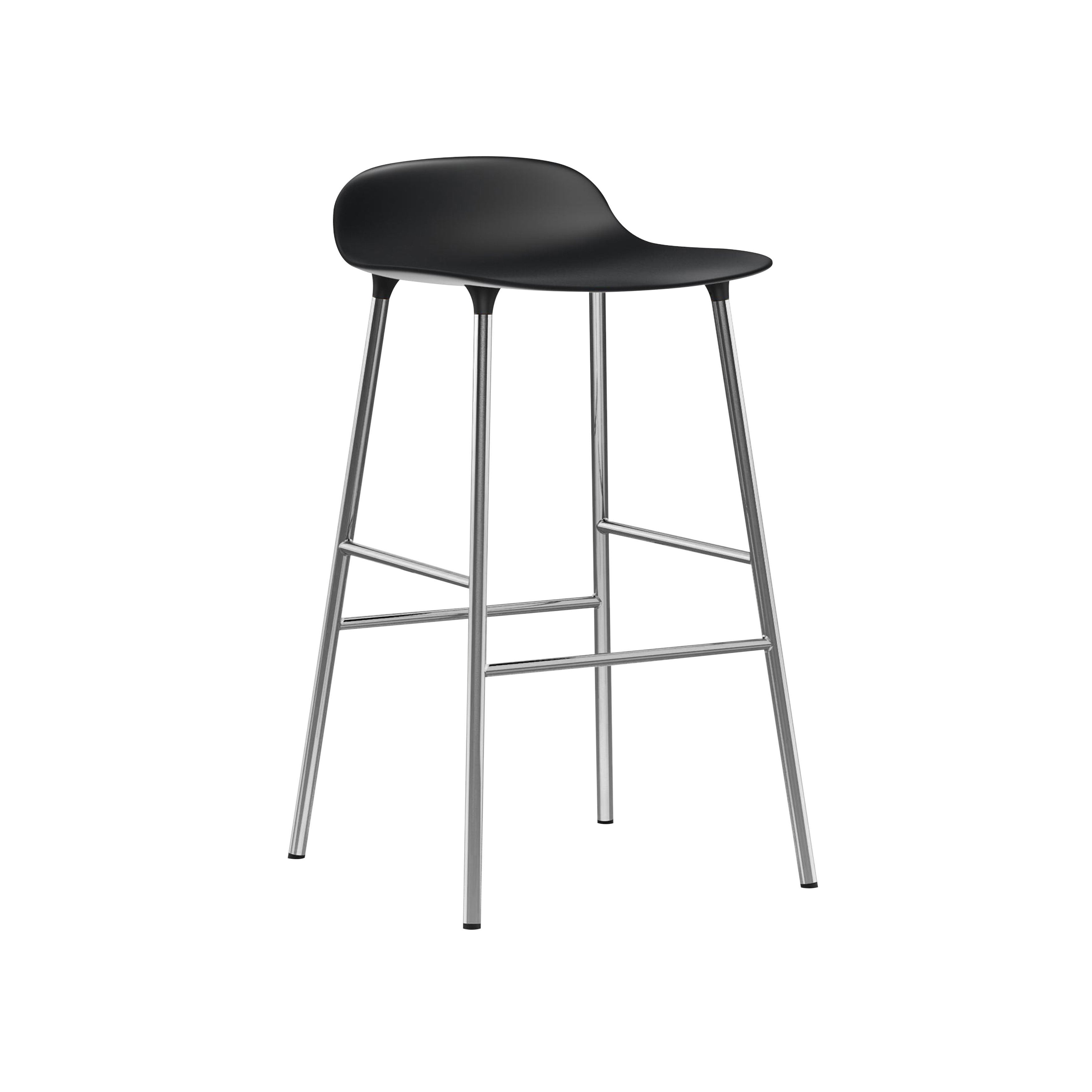 Form Bar + Counter Stool: Chrome + Counter + Black