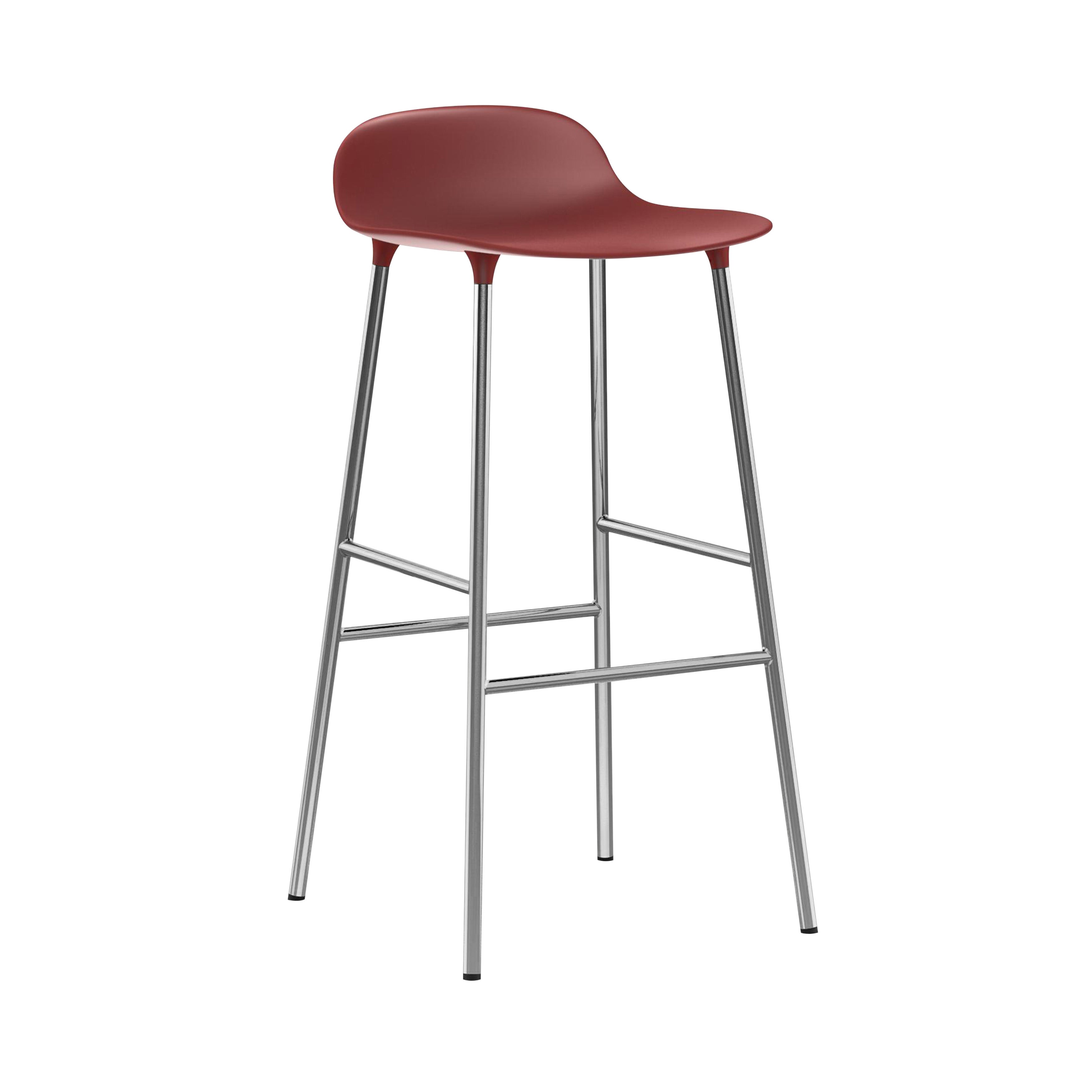 Form Bar + Counter Stool: Chrome + Bar + Red