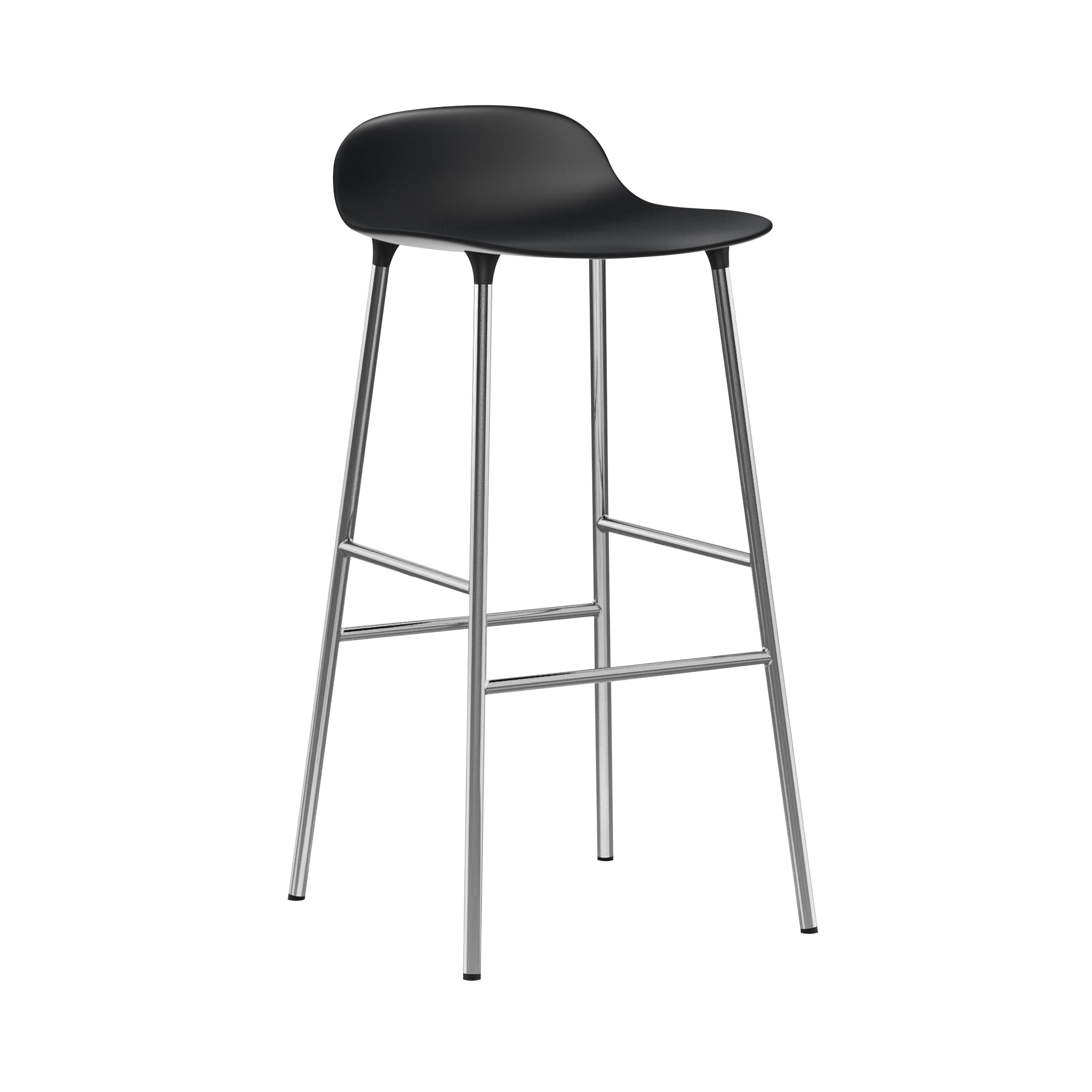 Form Bar + Counter Stool: Chrome + Bar + Black