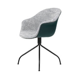Bat Meeting Chair: Swivel Base + Front Upholstery + Dark Green + Black Matt
