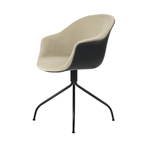 Bat Meeting Chair: Swivel Base + Front Upholstery + Black + Black Matt