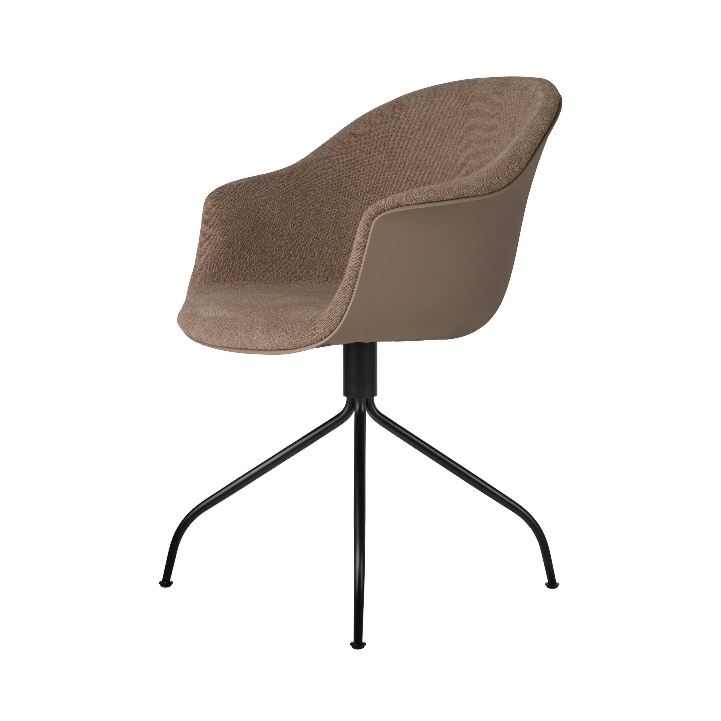 Bat Meeting Chair: Swivel Base + Front Upholstery + New Beige + Black Matt