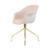 Bat Meeting Chair: Swivel Base + Front Upholstery + Alabaster White + Brass Semi Matt