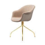 Bat Meeting Chair: Swivel Base + Front Upholstery + New Beige + Brass Semi Matt