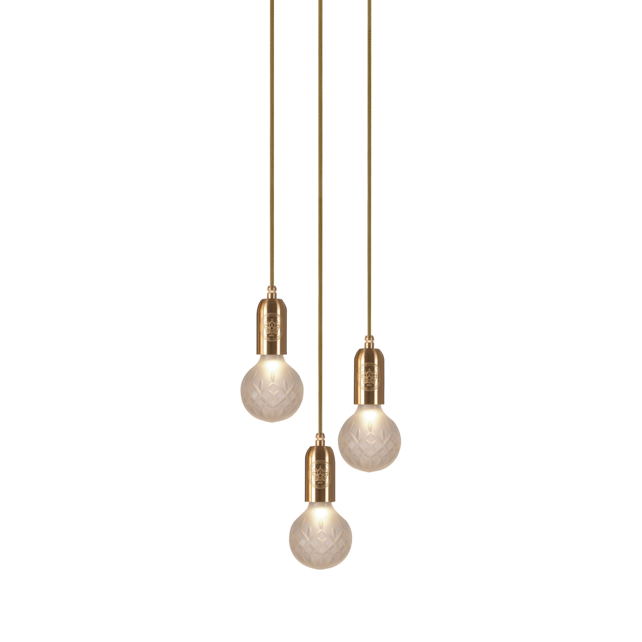 Crystal Bulb Chandelier: 3 Bulb + Brushed Brass + Frosted