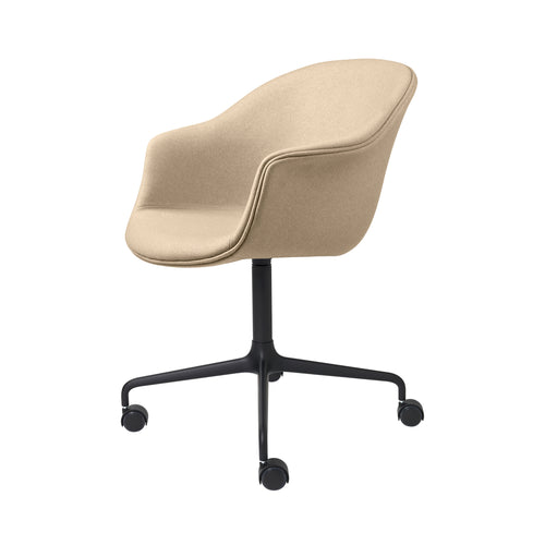 Bat Meeting Chair: 4-Star Swivel Base with Castors + Full Upholstery + Black Semi Matt