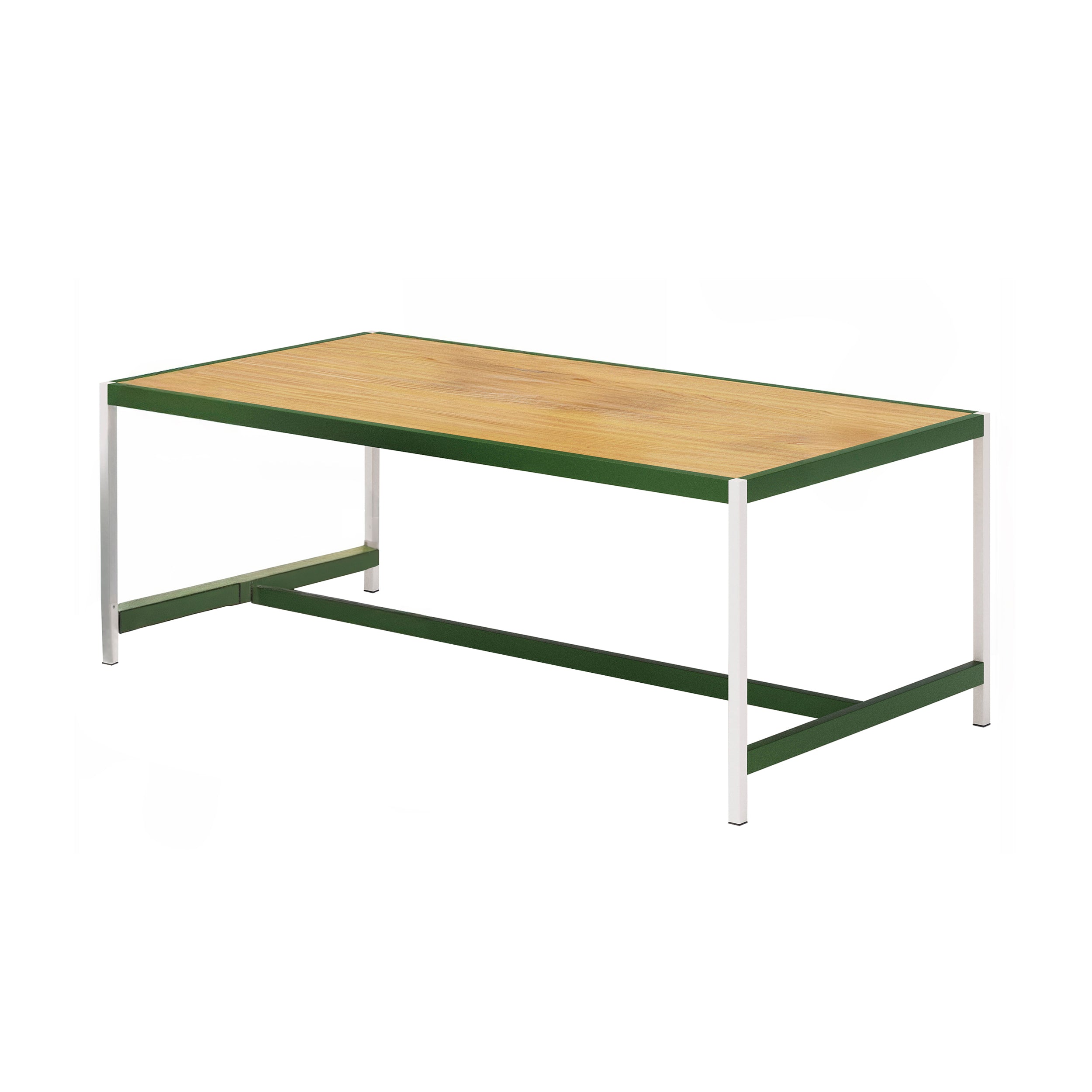 Grid Desk: Oak Veneer + Leaf Green + Signal White Metal