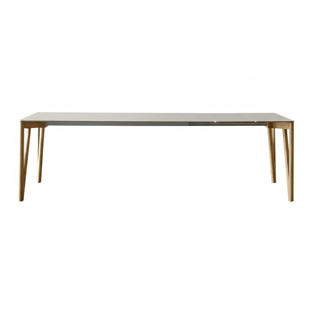 Decapo Extendable Dining Table: Medium + London Grey Fenix + Oak Edge + Flamed Oak