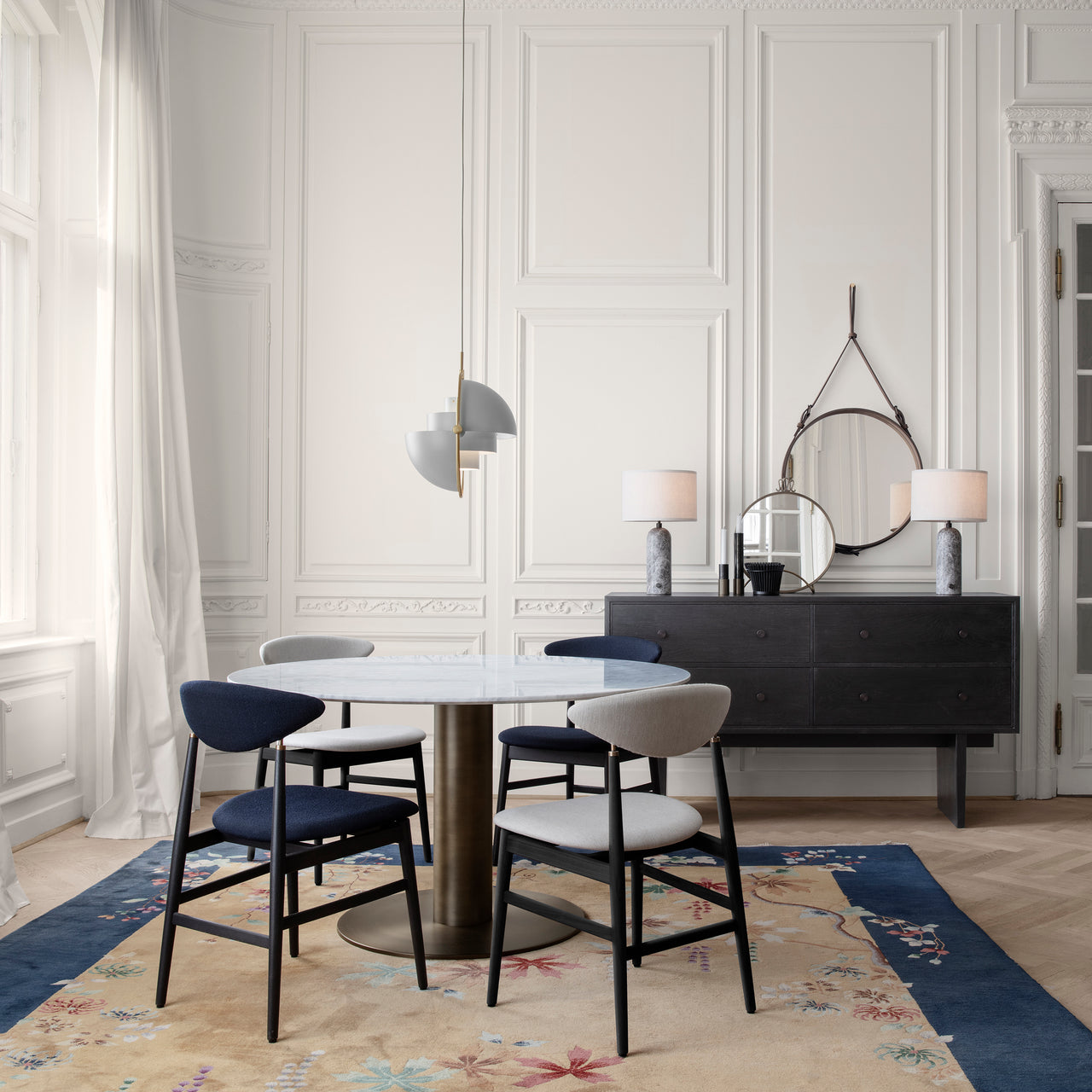Gent Dining Chair: Wood Base + Fully Upholstered