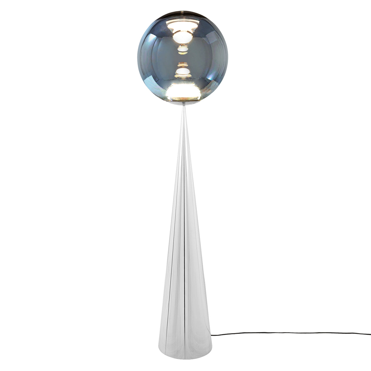 Globe Cone Fat Floor Light: Silver + Silver