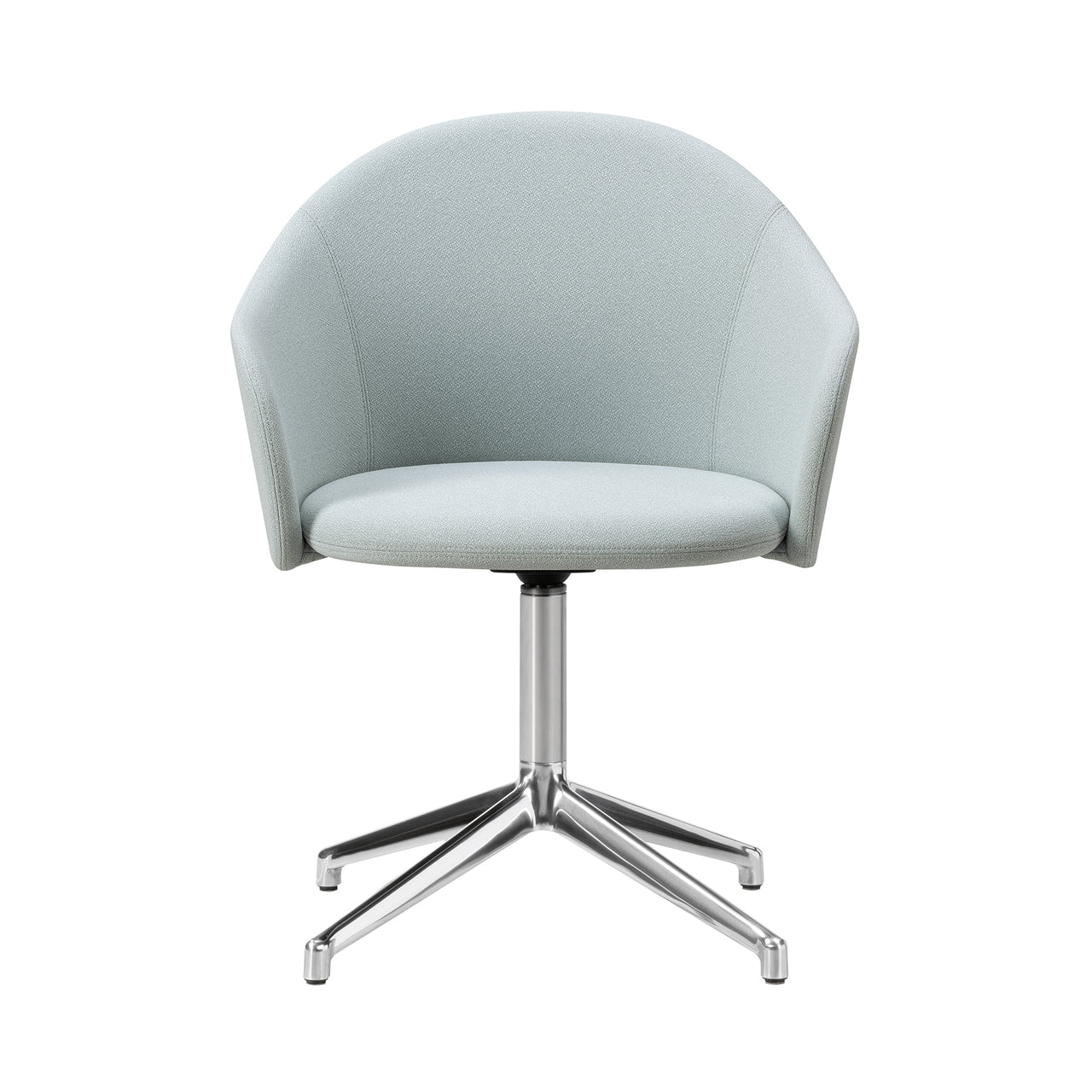 Gomo Armchair: 4 Point Swivel Base + Polished Aluminum