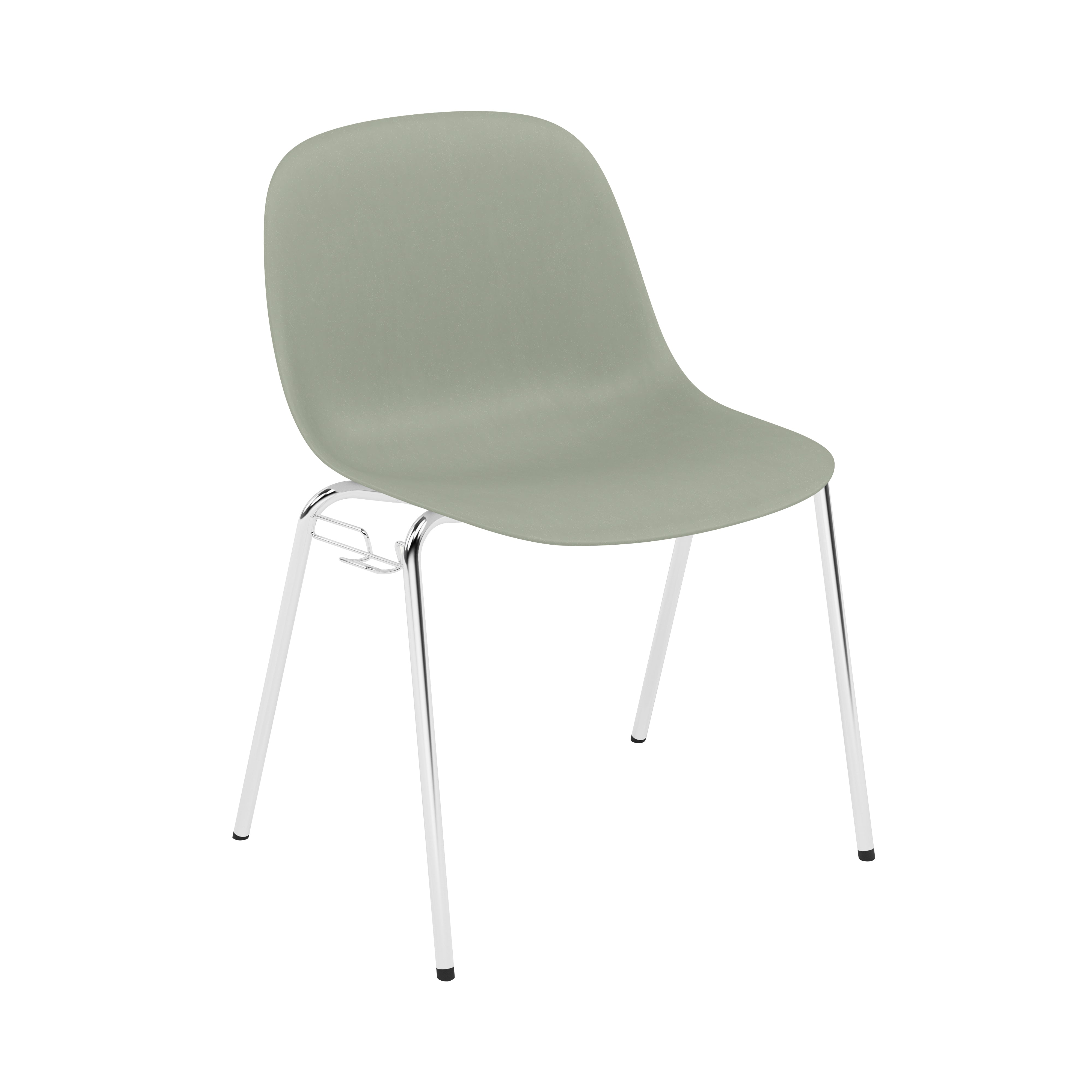 Fiber Side Chair: A-Base with Linking Device + Felt Glides + Dusty Green