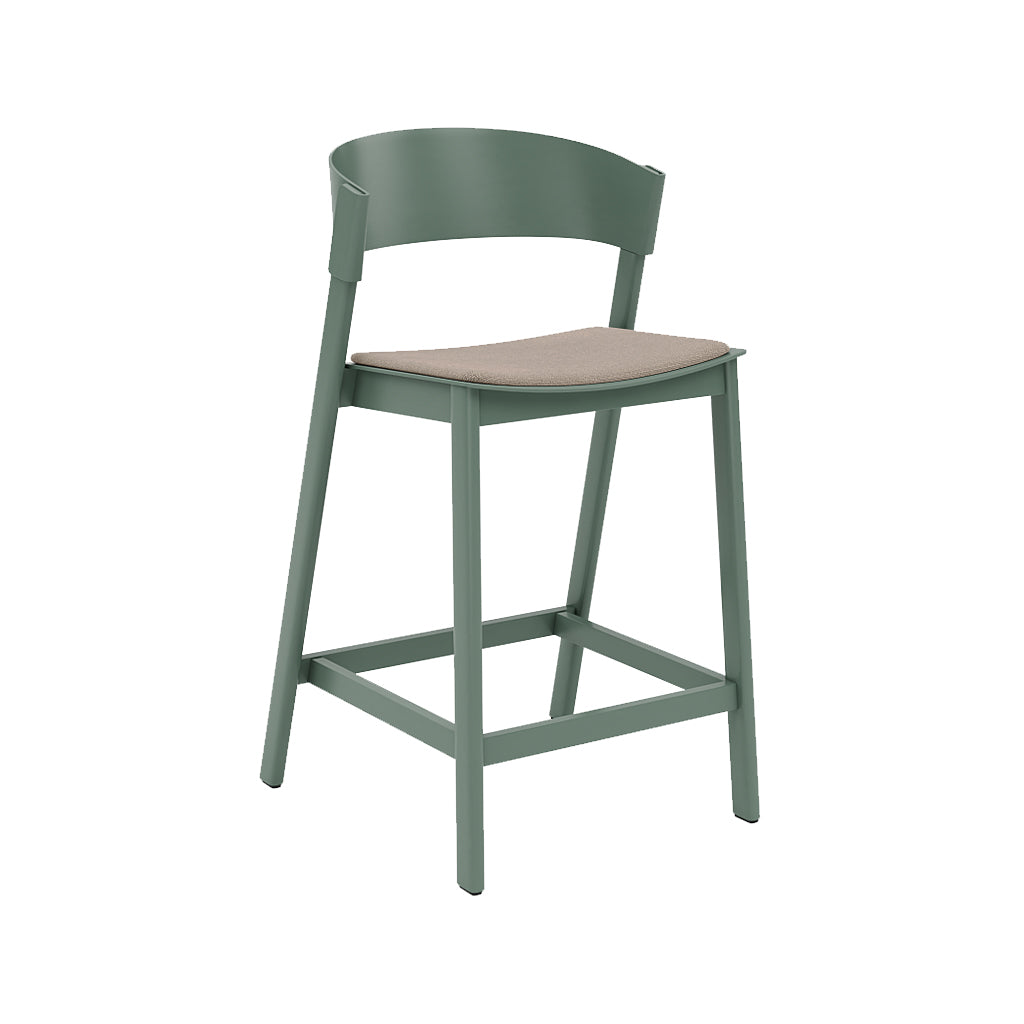 Cover Counter Stool: Upholstered + Green + Without Footrest