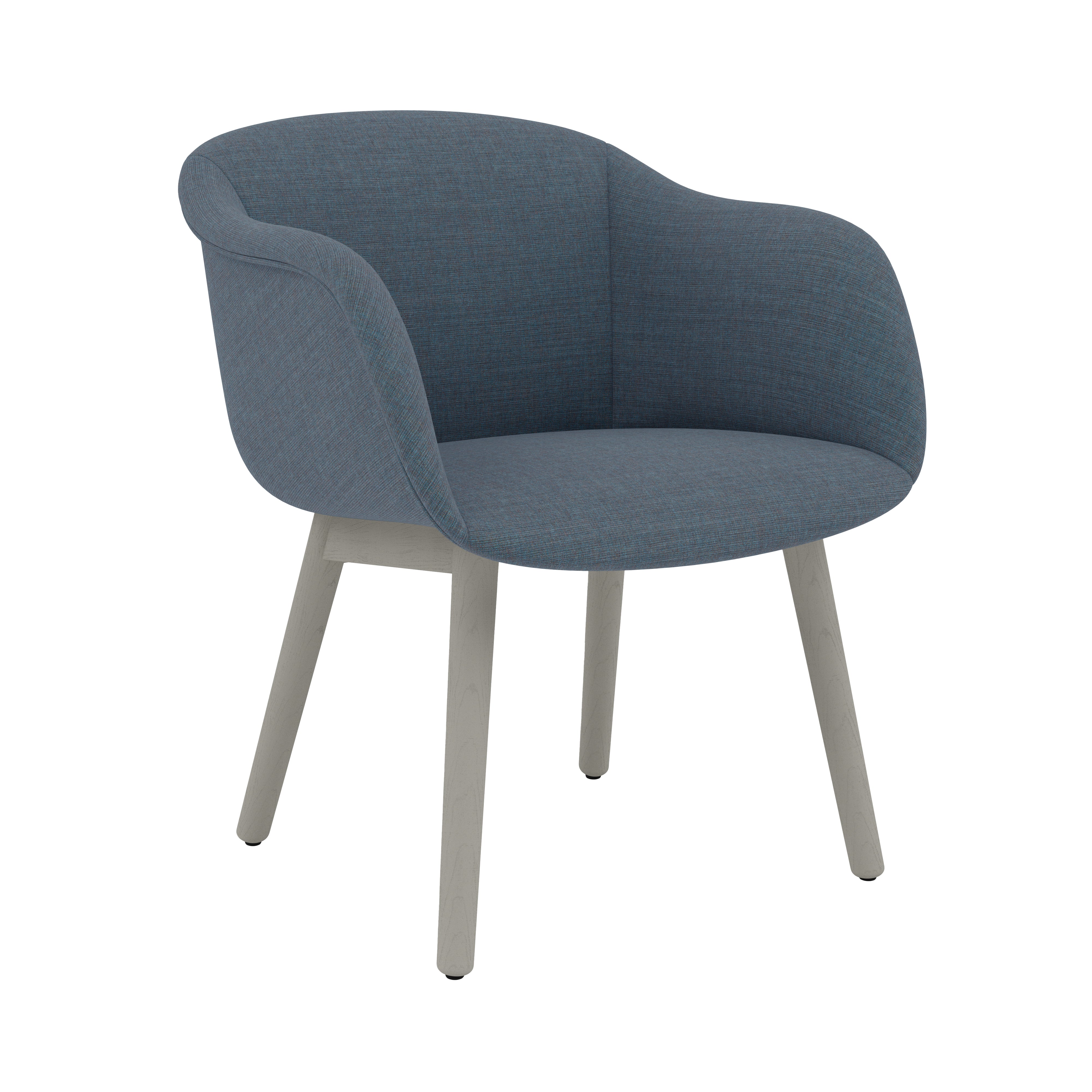 Fiber Soft Armchair: Wood Base + Upholstered Shell + Grey