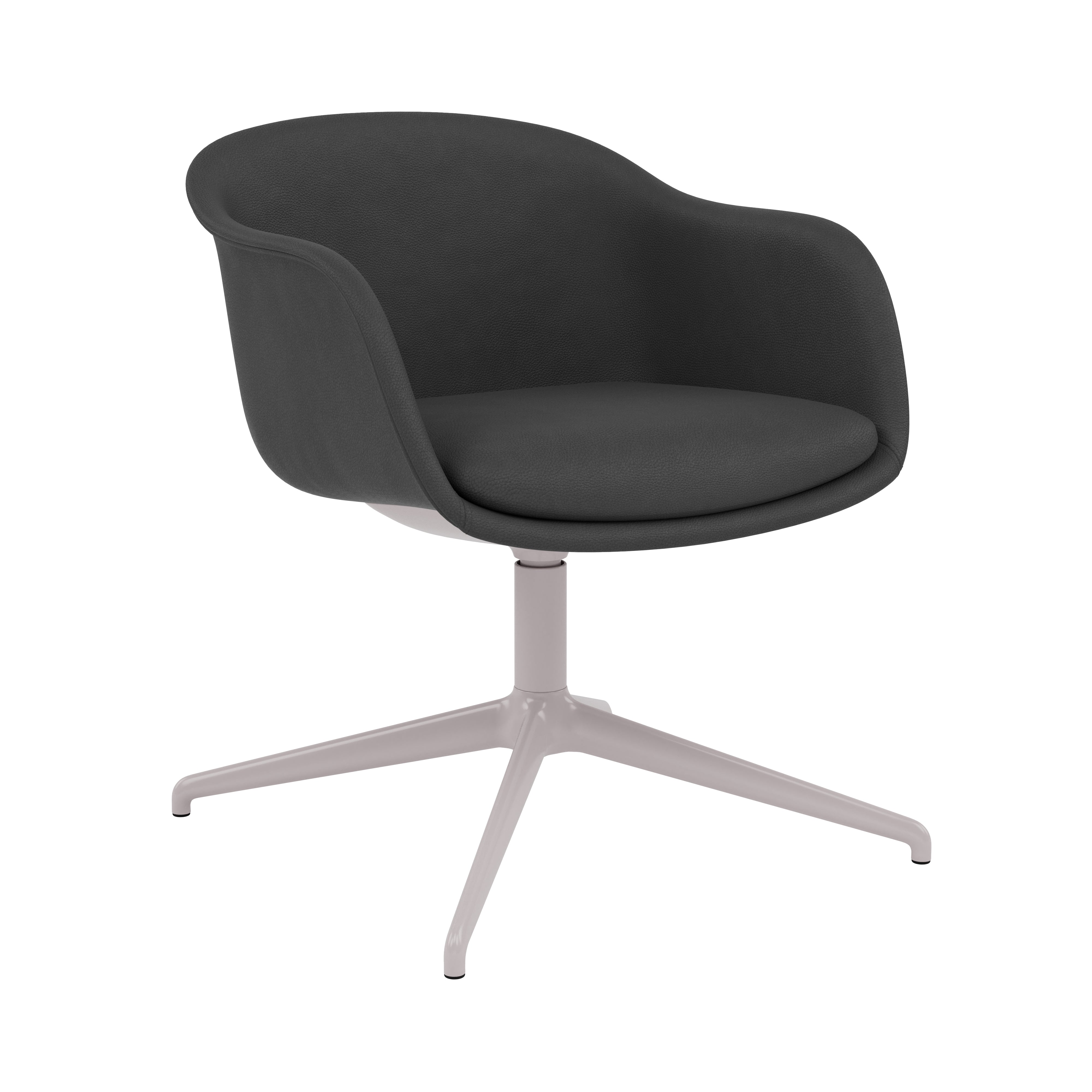 Fiber Conference Armchair: Swivel Base with Return + Recycled Shell + Grey