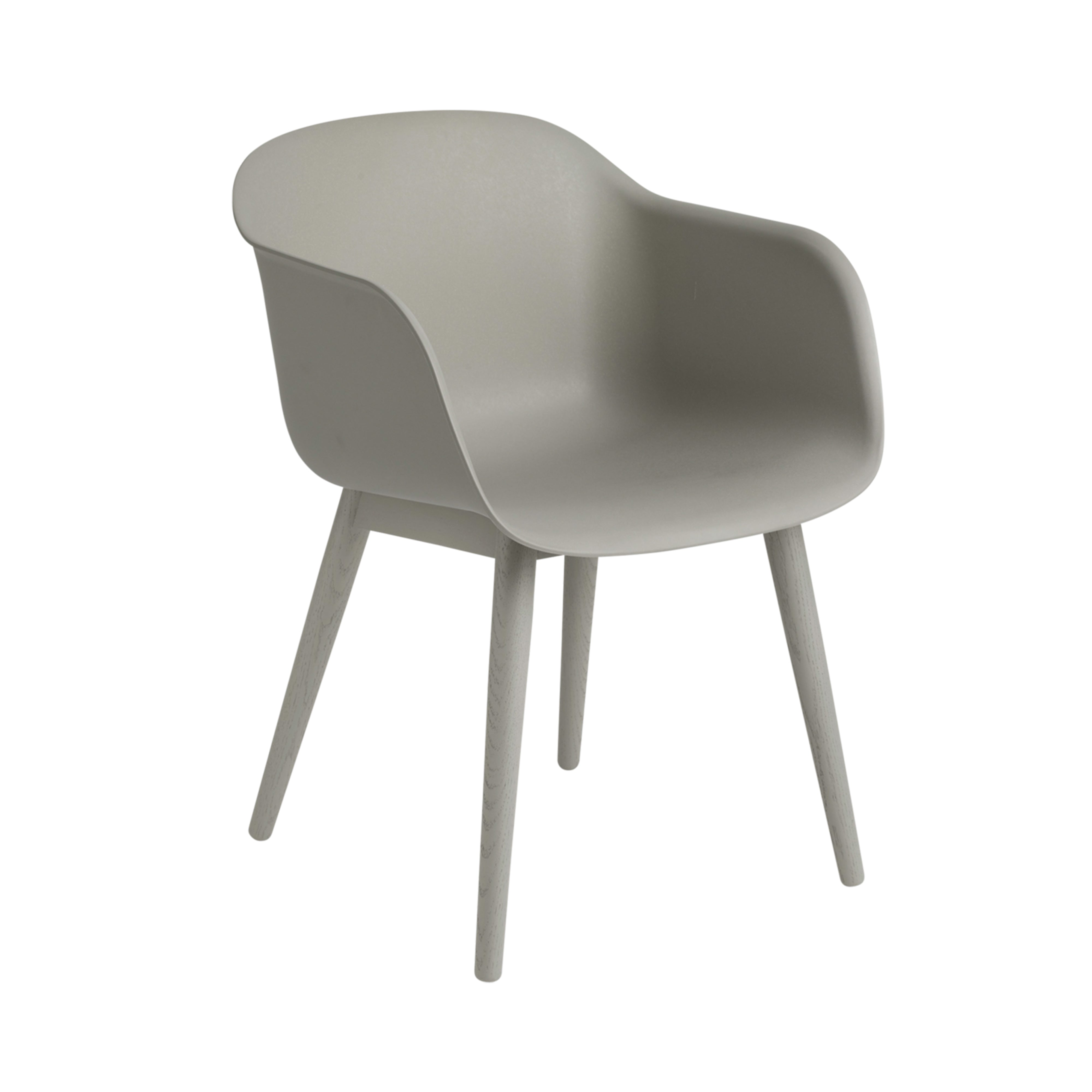 Fiber Armchair: Wood Base + Recycled Shell + Grey + Grey