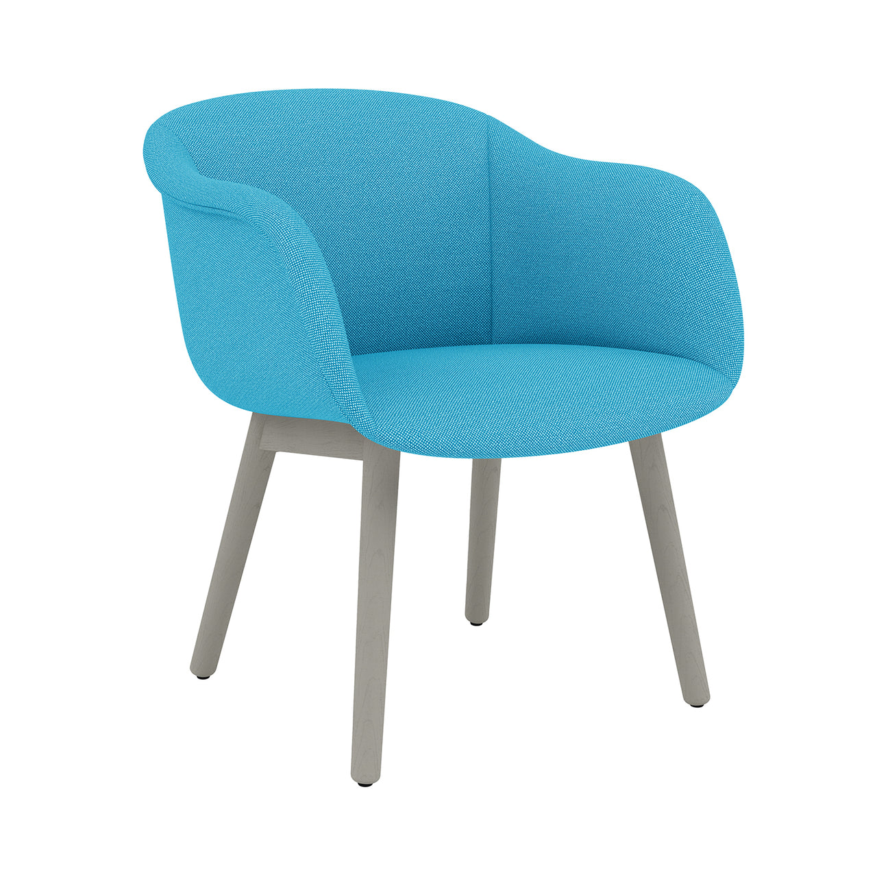 Fiber Soft Armchair: Wood Base + Upholstered + Grey