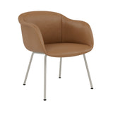 Fiber Soft Armchair: Tube Base + Upholstered Shell + Grey