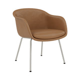 Fiber Conference Armchair: Tube Base Upholstered + Grey