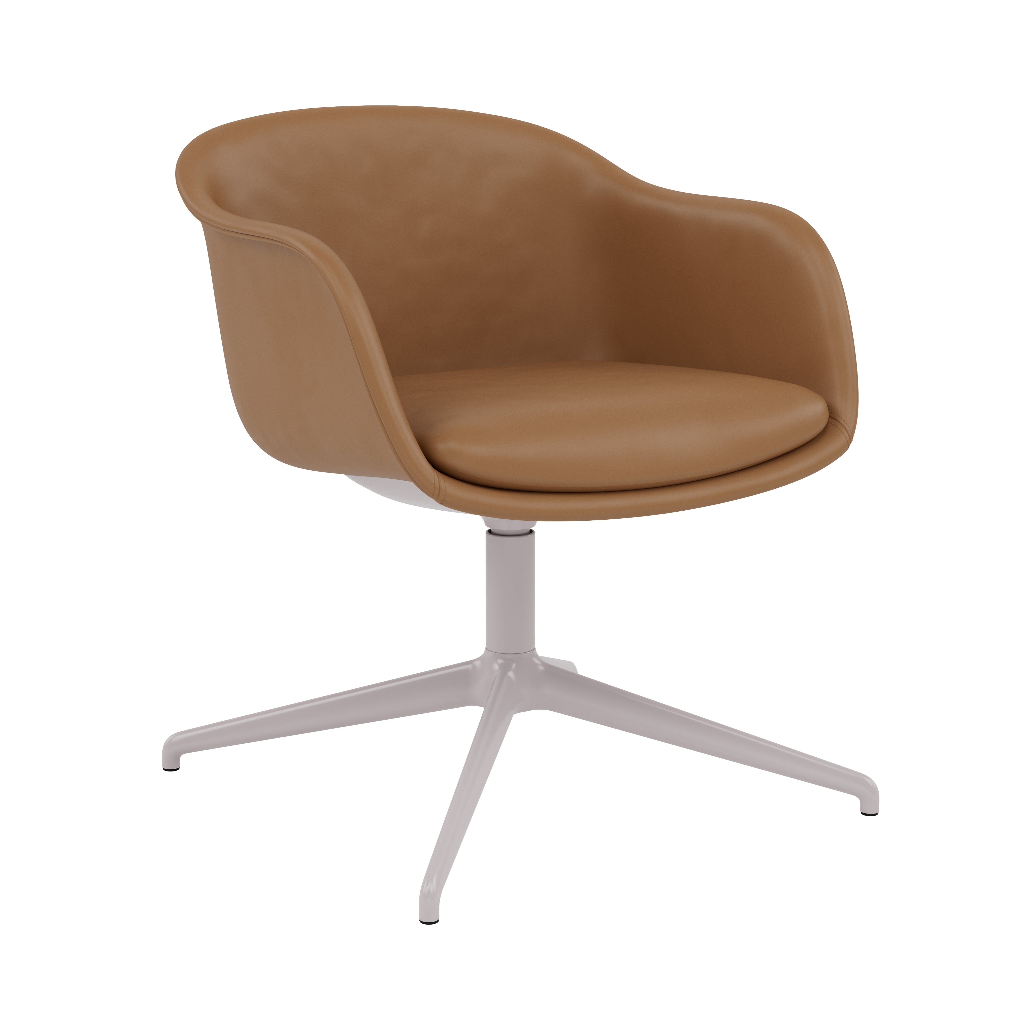 Fiber Conference Armchair: Swivel Base with Return + Recycled Shell + Grey