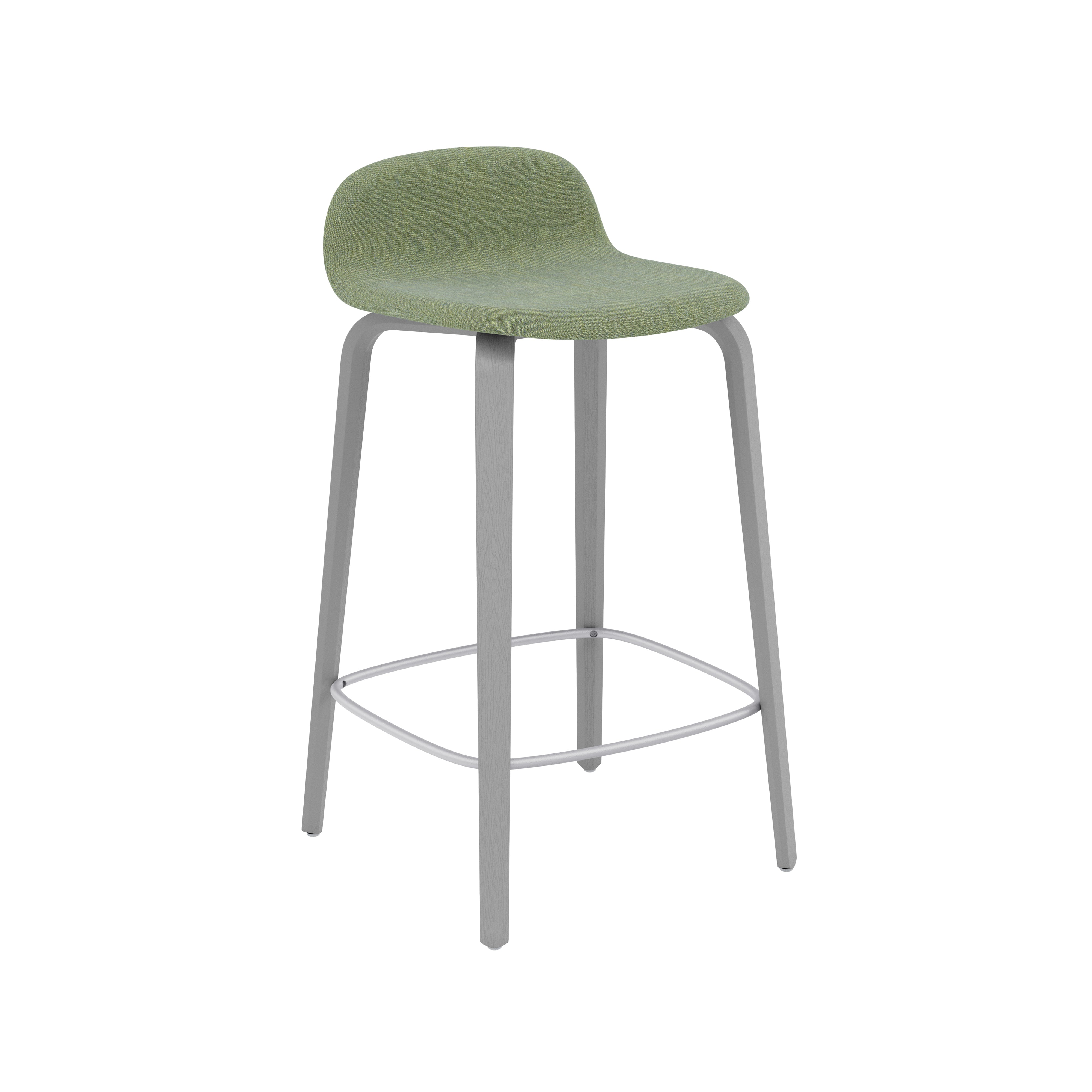 Visu Counter Stool: Upholstered + Grey