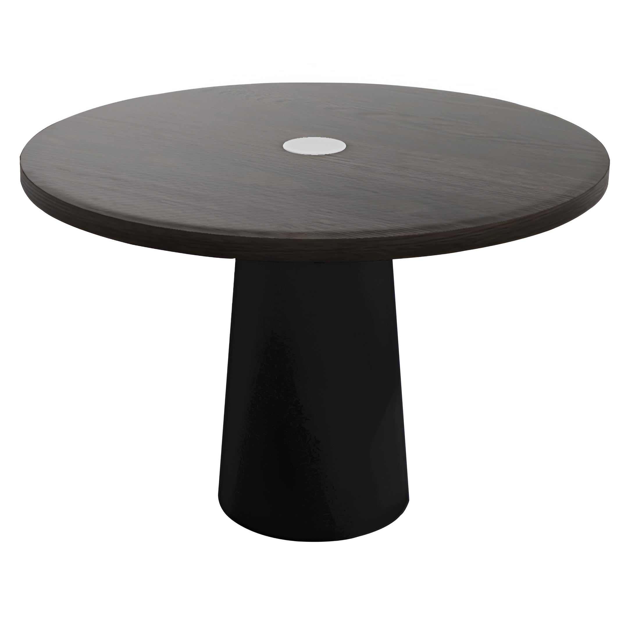 Container Round Table: Medium + Grey Stained with Hole + Black
