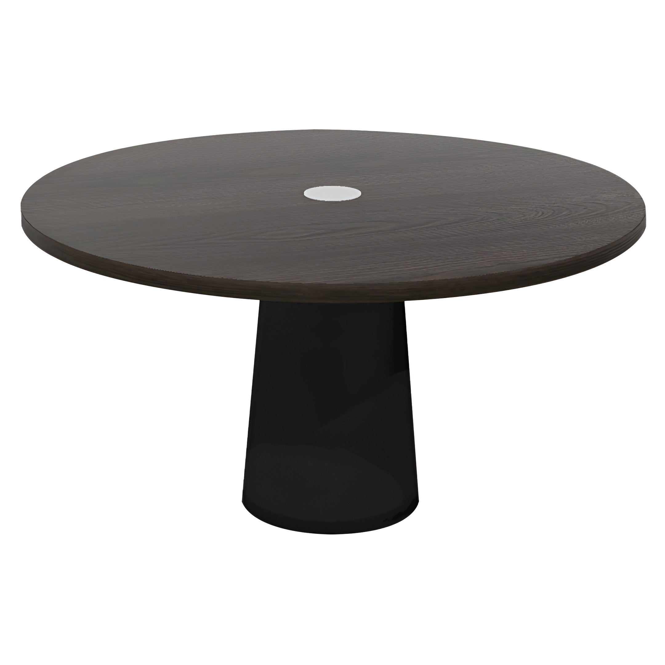 Container Round Table: Large + Cable Feed + Grey Stained with Hole + Black