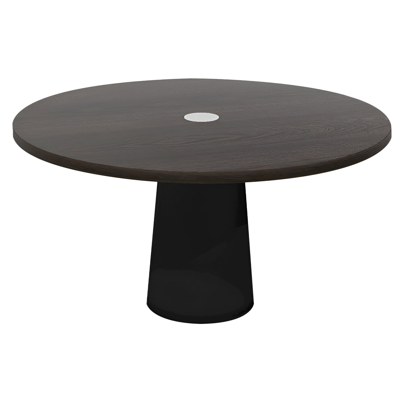 Container Round Table: Large + Cable Feed + Grey Stained with Hole + Black