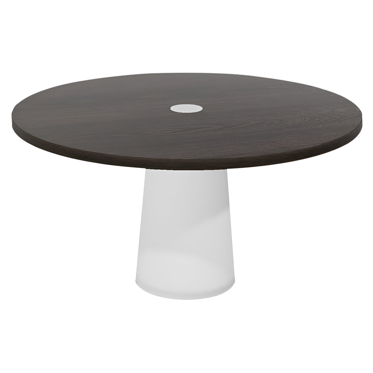 Container Round Table: Large + Cable Feed + Grey Stained with Hole + White