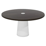 Container Round Table: Large + Cable Feed + Grey Stained with Hole + White