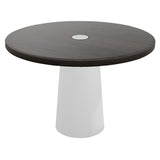 Container Round Table: Medium + Grey Stained with Hole + White