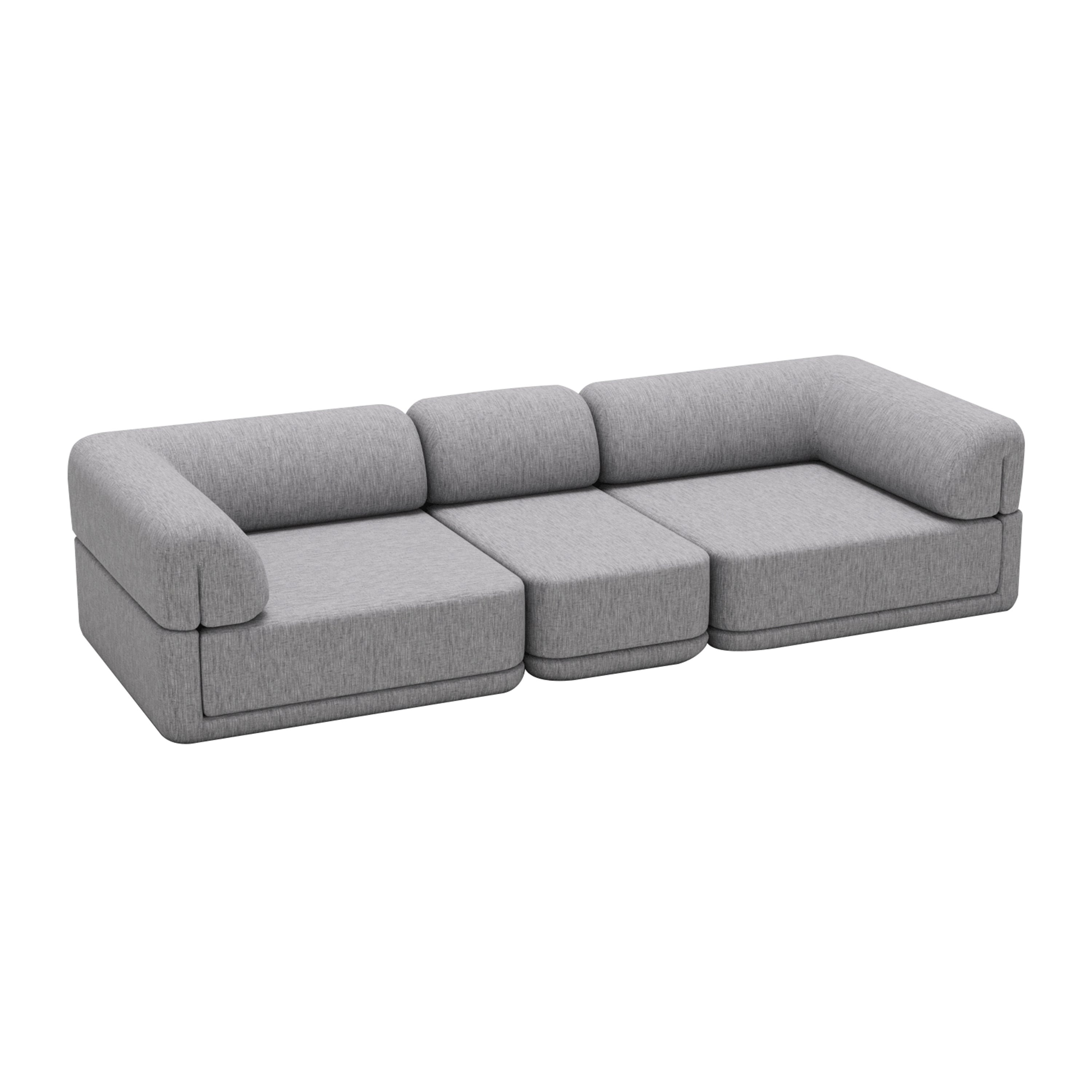 Cube Modular Sofa: Slim + Configuration 6 + Chenille Grey