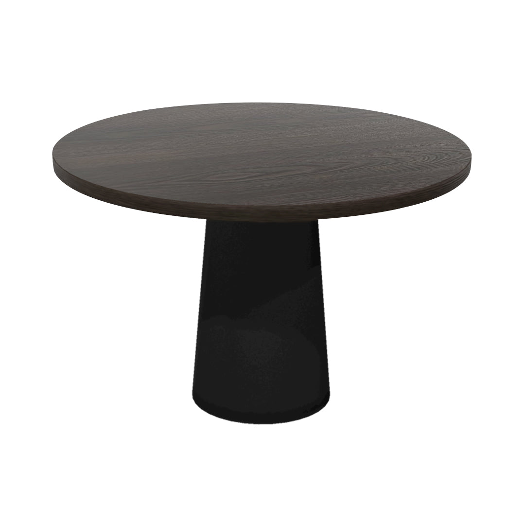 Container Round Table: Medium + Cable Feed + Grey Stained + Black