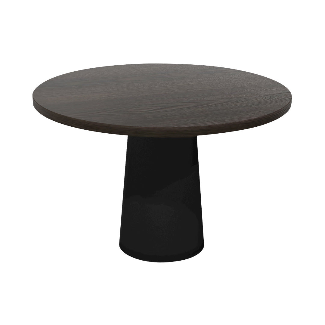 Container Round Table: Medium + Cable Feed + Grey Stained + Black