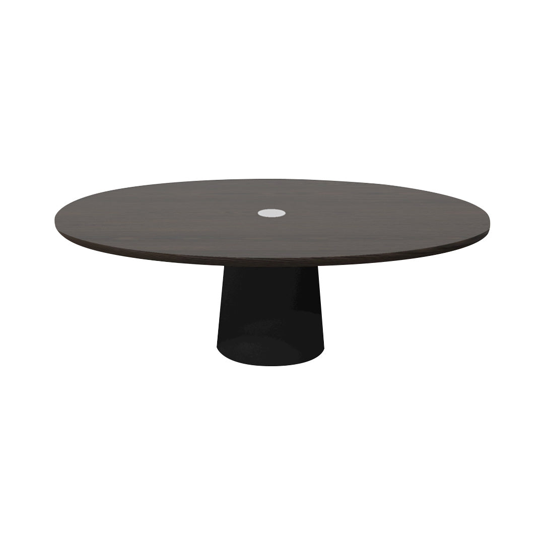 Container Oval Table: Small + Grey Stained with Hole + Black