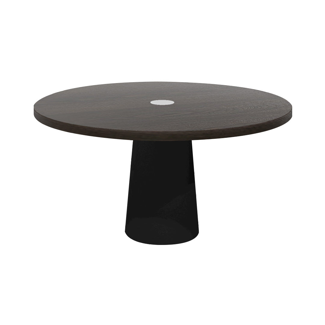 Container Round Table: Large + Grey Stained with Hole + Black