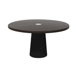 Container Round Table: Large + Grey Stained with Hole + Black