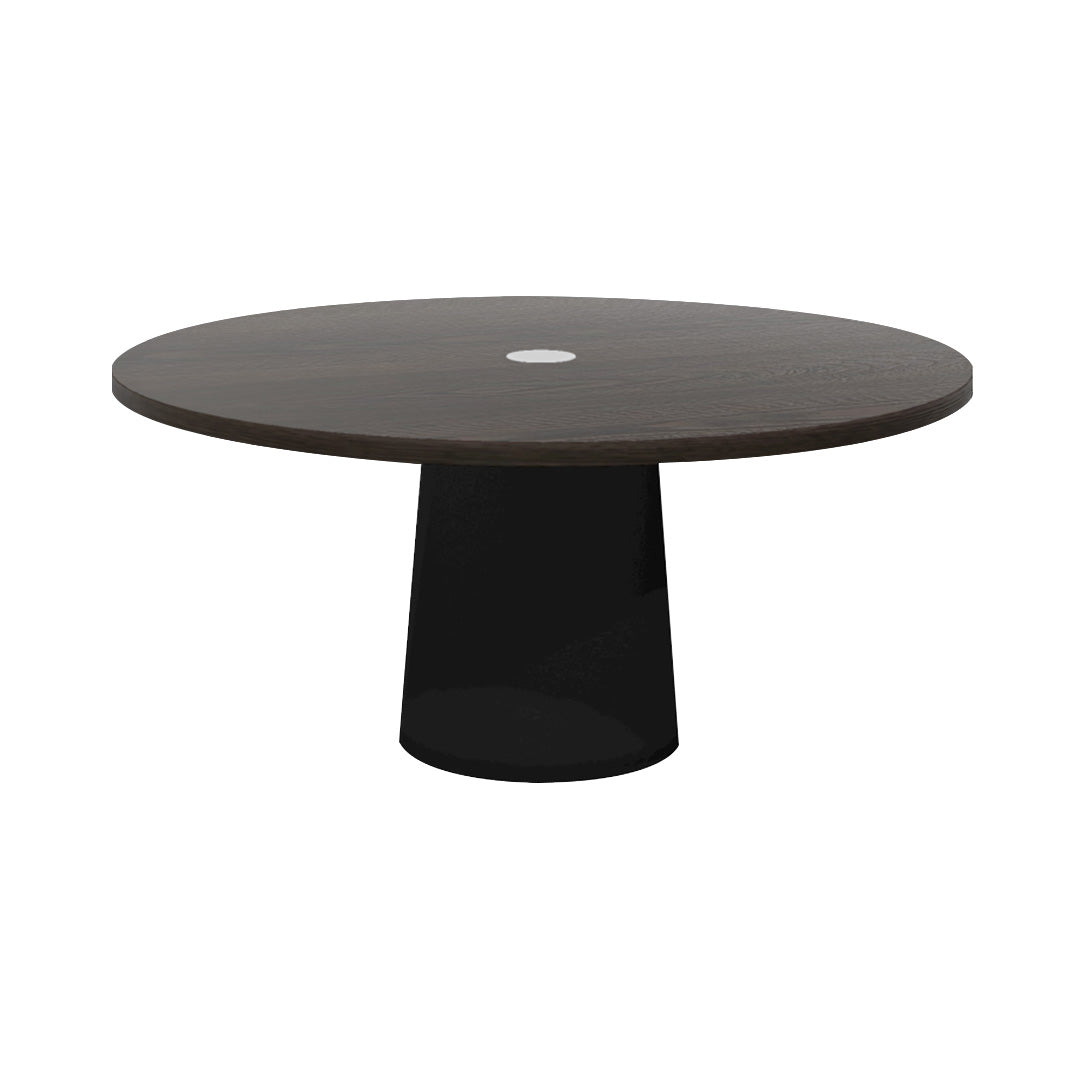 Container Round Table: Extra Large + Grey Stained with Hole + Black
